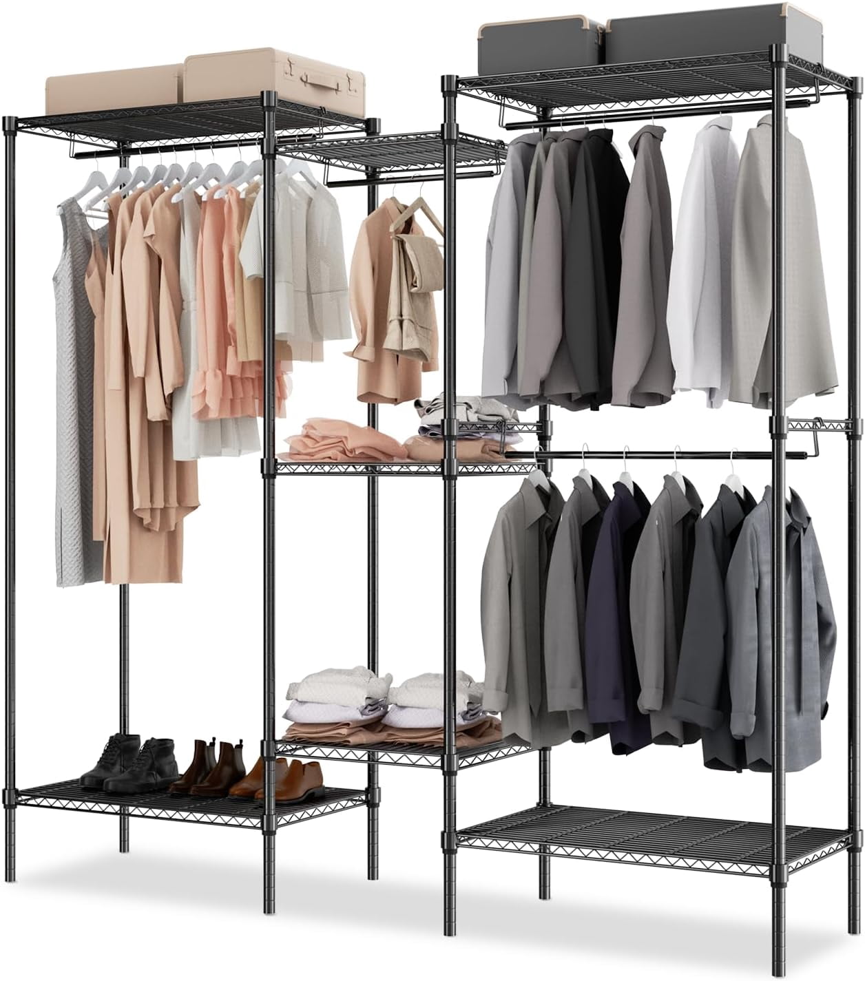 Magshion Heavy Duty Closet Wardrobe Clothes Rack with Adjustable Wire ...