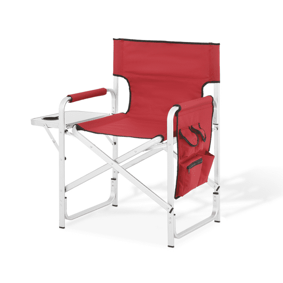 Magshion Heavy Duty Folding Camping Director Chair w/Table & Storage Bag, for Adults Outdoor Lawn Picnic Fishing Beach, Red