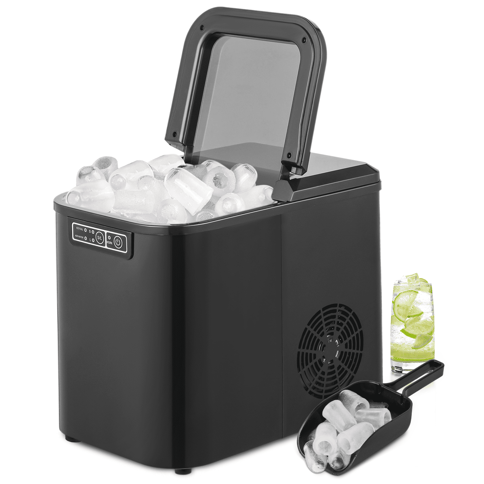 Simple Deluxe Countertop Ice Maker Machine, 9 Ice Cubes Ready in 6 Mins,  26lbs Ice/24Hrs, with Scoop & Basket, Self-Cleaning Function, for Home