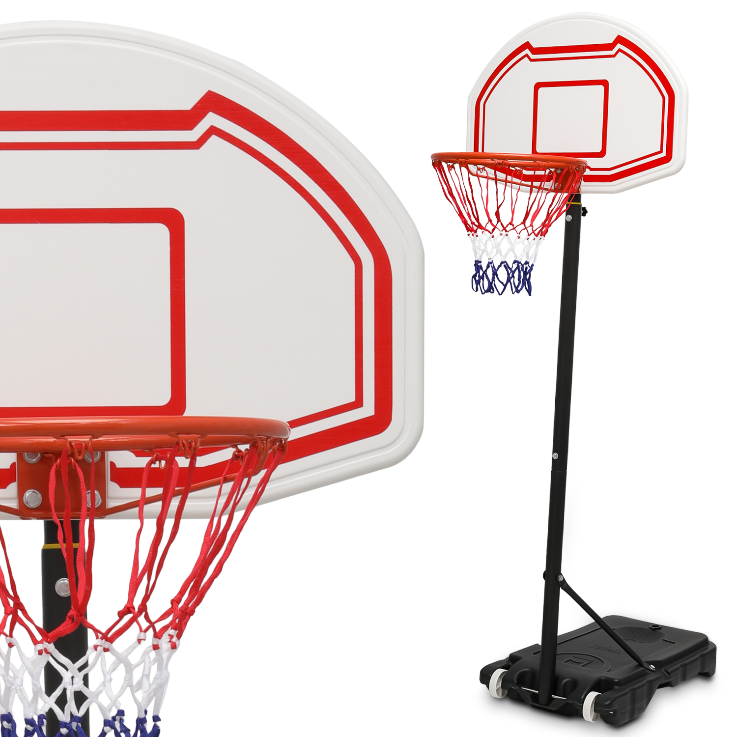 SmileMart Height Adjustable Portable Basketball Hoop with Wheels for