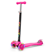 Magshion Kids Scooter for 3-6 Years Old, 3 Wheel Scooter for Toddlers Girls Boys, Kick Scooter with Light-Up Wheels, 3 Adjustable Height, Lean to Steer, Rose Red