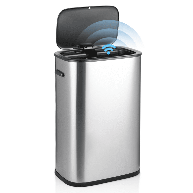 Magshion Kitchen Trash Can 14.5 Gallon Garbage Can Automatic Motion Sensor  Waste Bin Touchless Trash Can with Lid for Home Bathroom Office, Silver 