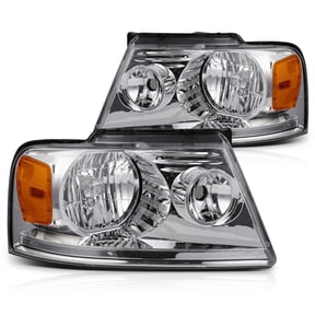 Magshion L&R Headlights Assembly for 2004-2008 Ford F-150 / 2006 2007 2008 Lincoln Mark LT, Chrome Housing Clear Lens Amber Corner