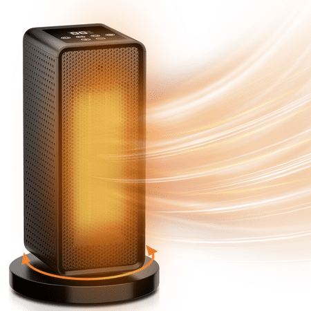 Magshion LCD Display Space Heater for Indoor Use, 1200W Heating Electric Portable PTC Heaters with Timer for Office, Black