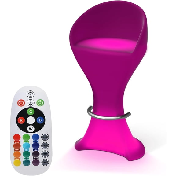 Magshion LED Bar Stool Chair, 41" High 16-RGB Color 4 Flash Modes, Changing Barstool with Footrest, Outdoor Cordless Waterproof Rechargeable LED Furniture for Garden Pub Club Cocktail Pool Party