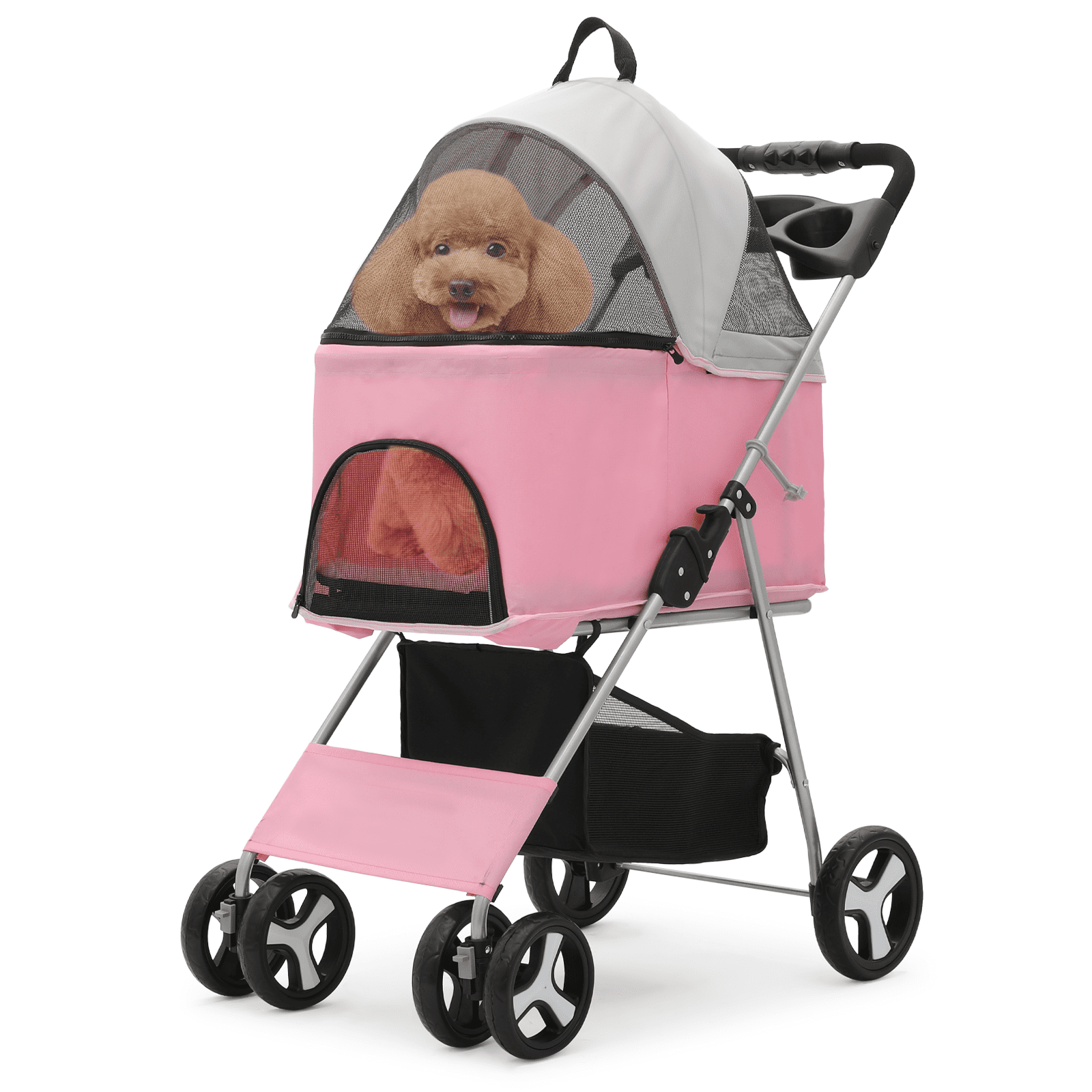 Magshion Lightweight Foldable Pink Pet Stroller for Small & Medium Dogs