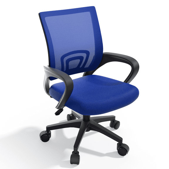 Magshion Mesh Office Chair Desk Chair, Mid Back Ergonomic Adjustable Height Rolling Swivel Computer Chair with Lumbar Support, Navy Blue