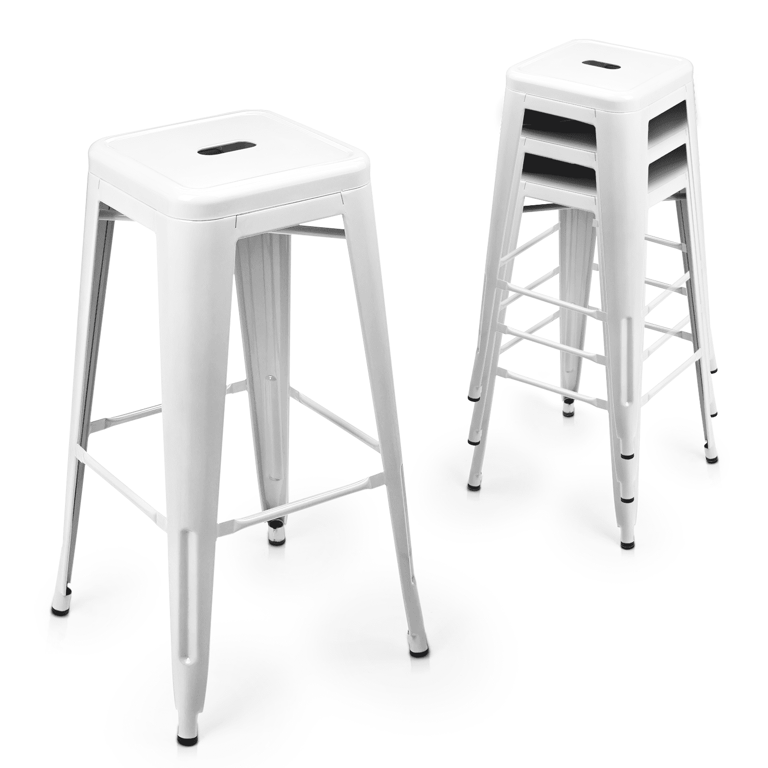 Magshion Metal Bar stools Set of 4, 30 inch High Backless Patio Indoor Outdoor Stackable