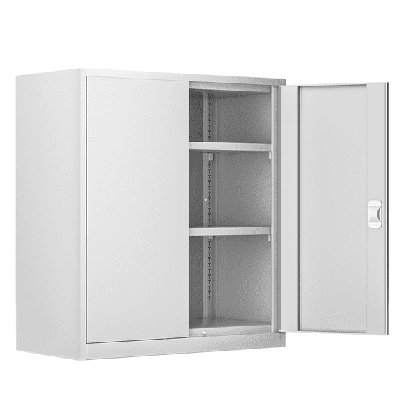 Magshion Metal Cabinet, 36" Tool Steel Locking Cabinet with Doors, Garage Storage Systems Lockable File Cabinet for Home Office Classroom, White
