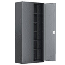 Magshion Metal Storage Cabinet with Locking Door, 71" Garage Storage Cabinet with 6 Adjustable Shelves, Steel Lockable File Cabinet for Office Home, Grey
