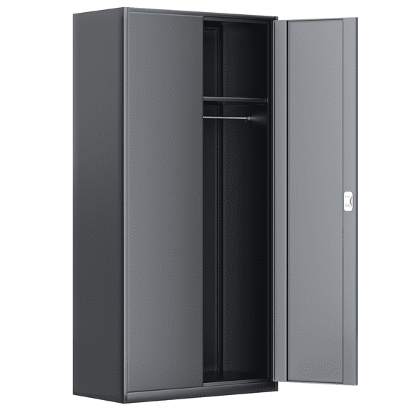 Magshion Metal Storage Cabinet with Locking Door, 72" Garage Storage Cabinet with 5 Adjustable Shelves, Steel Lockable File Cabinet for Office Home, Grey