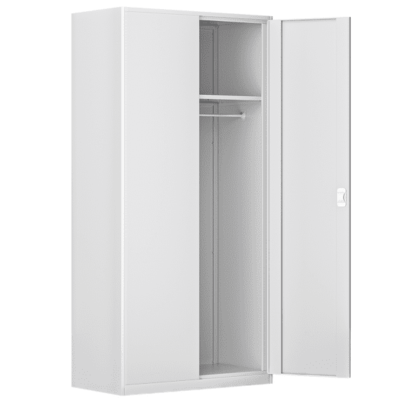 Magshion Metal Storage Cabinet with Locking Door, 72" Garage Storage Cabinet with 5 Adjustable Shelves, Steel Lockable File Cabinet for Office Home, White