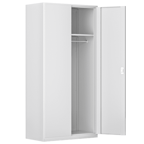 Magshion Metal Storage Cabinet with Locking Door, 72" Garage Storage Cabinet with 5 Adjustable Shelves, Steel Lockable File Cabinet for Office Home, White