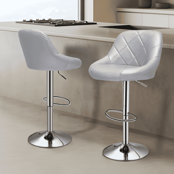 Magshion Mixed Color 2 Tones Bar Stool Chair Dining Counter Bar Pub- Set of 2 (Silver)