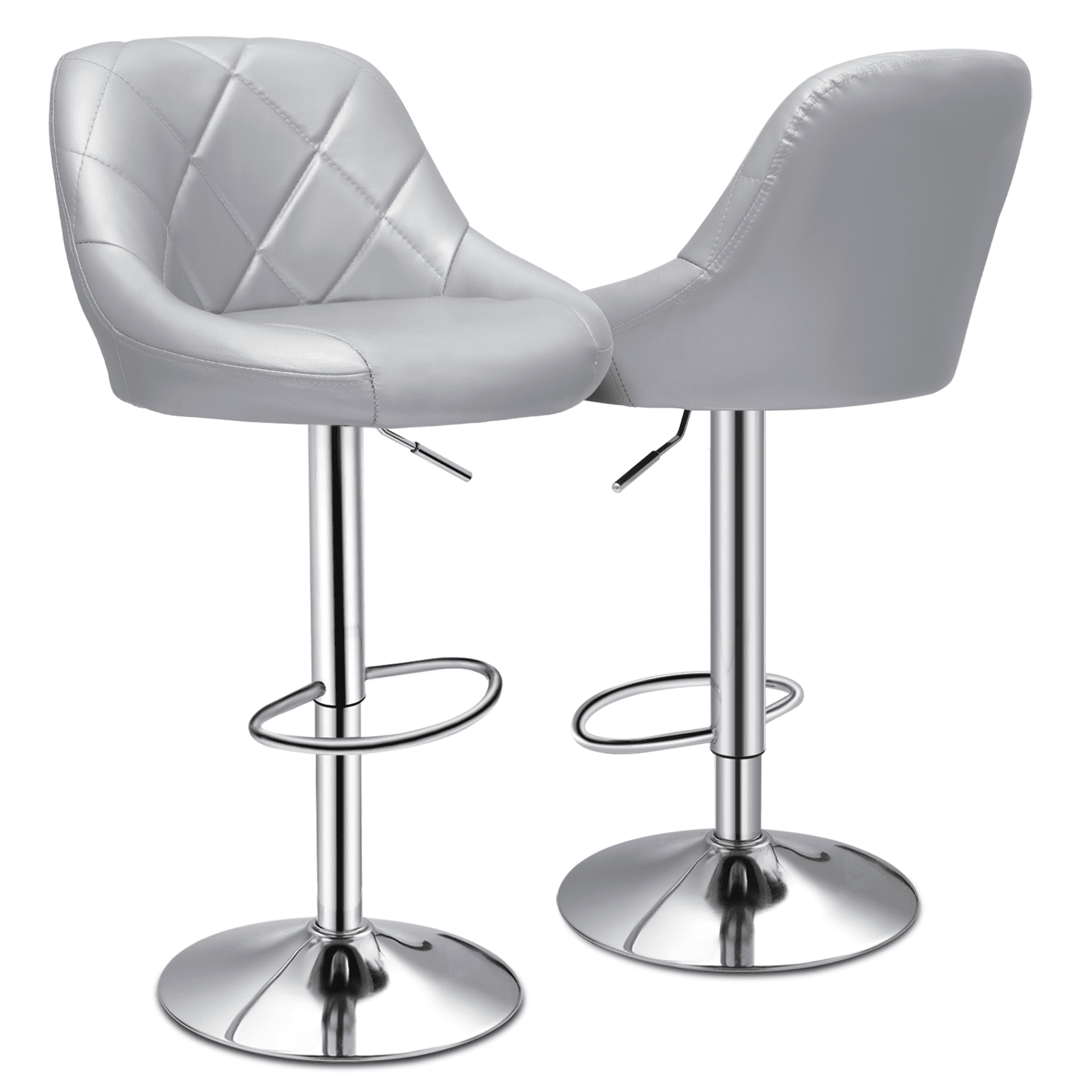 Magshion 2 Tones Bar Stool Chair Set of 2, Adjustable, Swivel, Silver ...