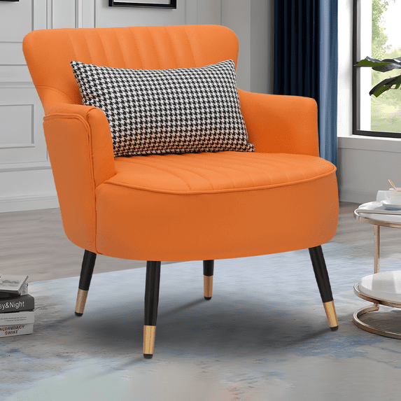 Magshion Modern Accent Chair with Cushion, Comfy Wingback Reading Lounge Armchair Sofa for Bedroom Living Room Home Office, Orange