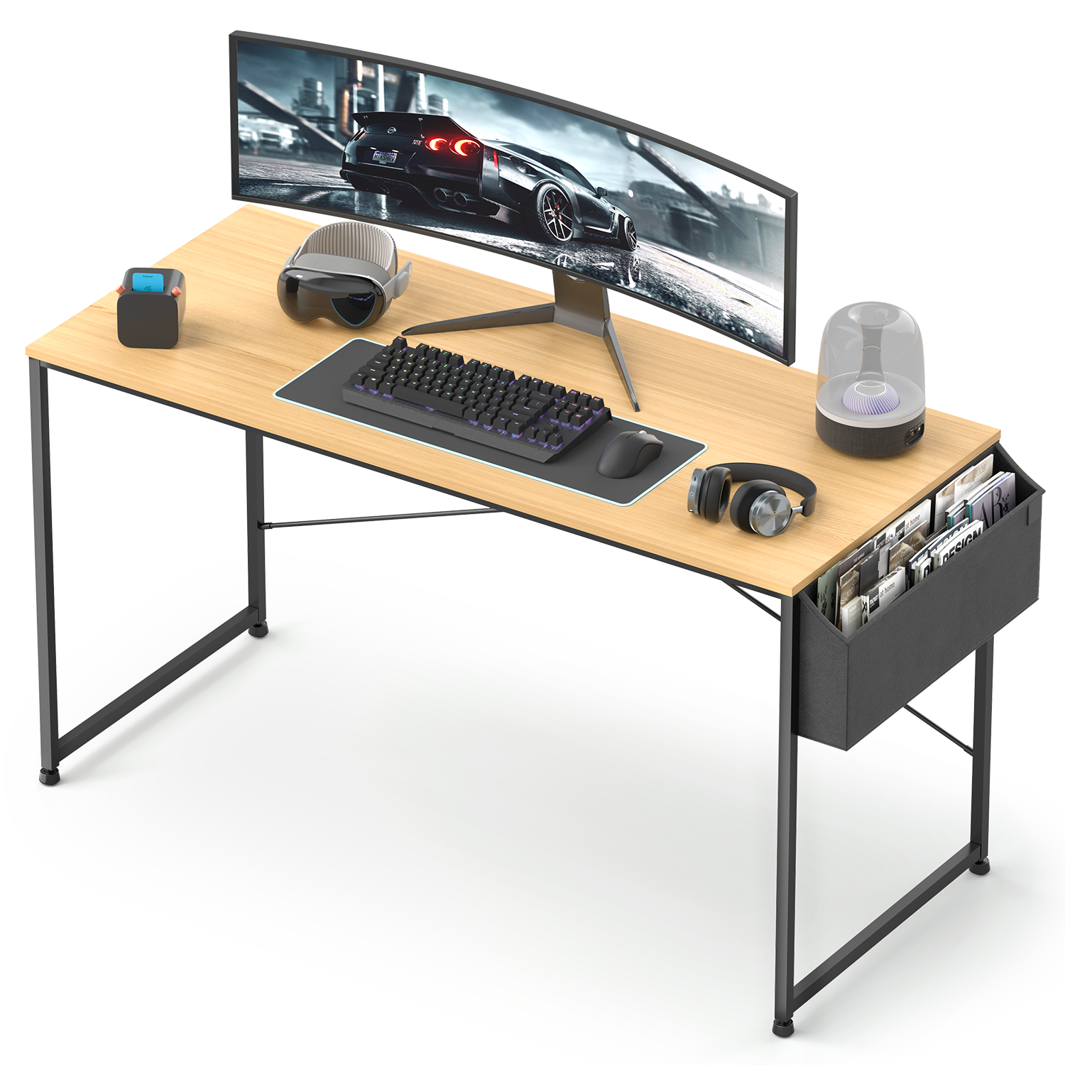 Mainstays 6Cube Storage Computer Desk, Canyon Walnut