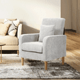thumbnail image 1 of Magshion Modern Cotton-linen Fabric Accent Chairs, Armchair with Toss Pillow, Upholstered Single Sofa for Living Room Bedroom, Gray, 1 of 8
