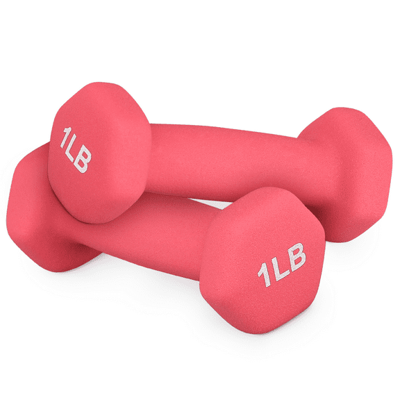 Magshion Neoprene Coated Dumbbell Hand Weights, 1 lb Pair, Anti-Roll Non-Slip Hexagon Shaped Weights, Burgundy