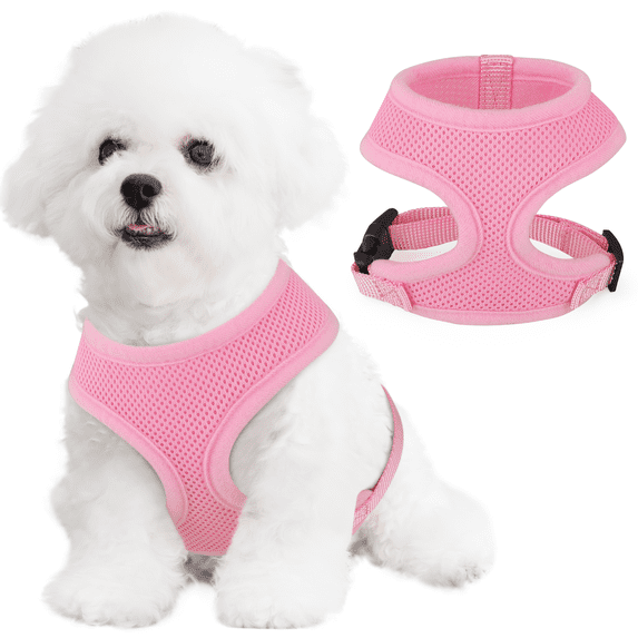Magshion No Pull Mesh Dog Harness, Pet Vest Adjustable Breathable Harnesses for Dogs Walking, Pink XS
