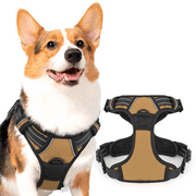 Magshion No Pull Mesh Dog Harness with Control Handle, Reflective Vest Pet Harness for Medium Dogs, Light Brown M