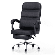 Magshion Office Leather Executive Chair, Ergonomic PC Reclining Seat with Footrest, Black