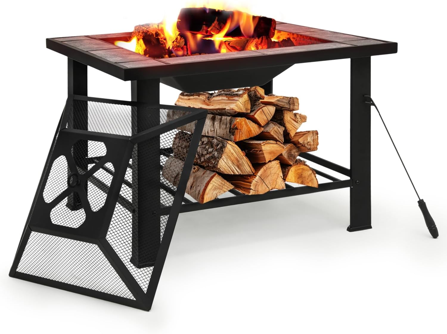 Magshion Outdoor Fire Pit Table, 30 Inch Square Firepit Table for ...