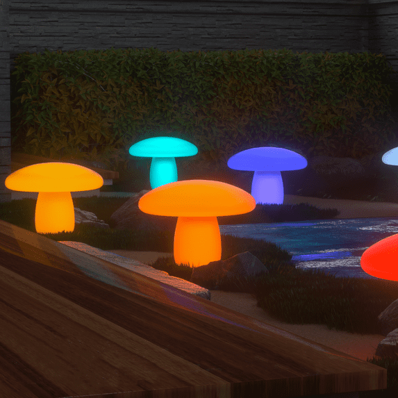 Magshion Outdoor Garden LED Glowing Mushroom Lights RGB 16 Color-Changing, Rechargeable Lights for Pathway Landscape Patio Yard Lawn Backyard, Remote Control (Medium)