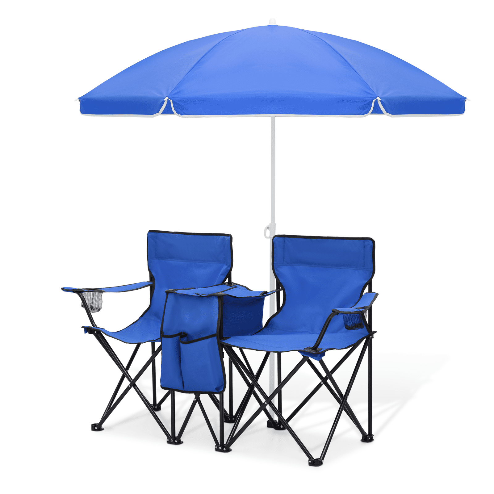 Magshion Portable Folding Double Chair with Umbrella, Cooler Bag, Table