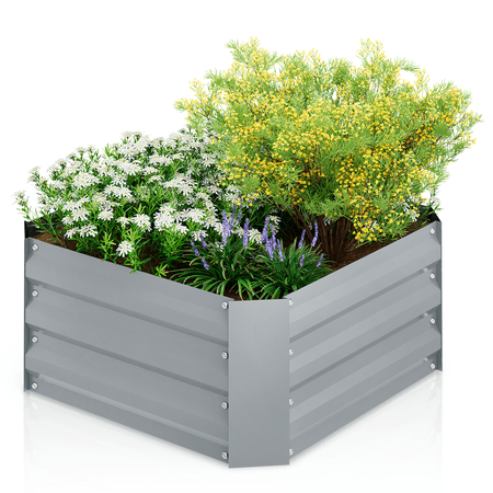 Magshion Outdoor Raised Garden Bed, Powder-Coated Steel Deep Root Box Planter for Vegetables, Flowers, Herbs, and Succulents (24x24x12", Silver)