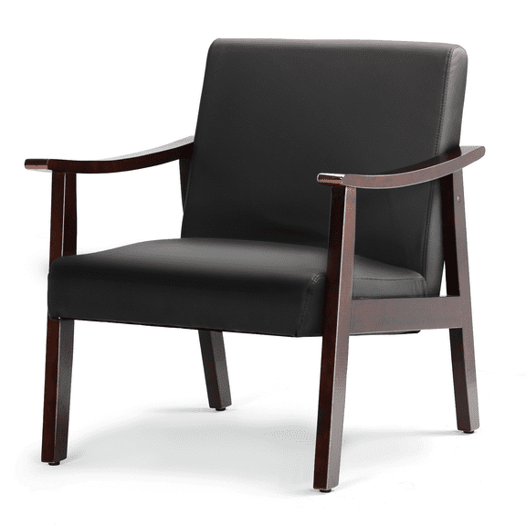 Magshion PU Leather Accent Chair, Modern Upholstered Armchair Single Sofa, for Living Room Office, Black