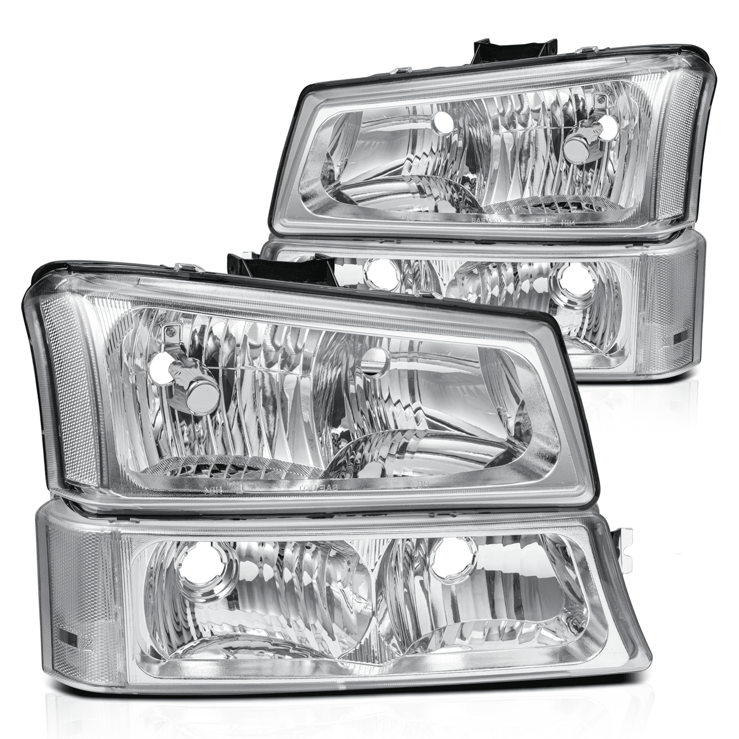Fit For 03-06 Chevy Silverado Chrome Clear Corner Headlights