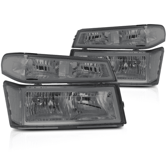 Magshion Pair of LH + RH Headlight Bumper Lamp Replacement for 2004-2012 Chevy Colorado / 2004-2012 GMC Canyon / 2006 Isuzu i-280, Chrome Housing Smoked Lens