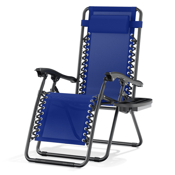 Magshion Patio Zero Gravity Lounge Chairs, Outdoor Folding Beach Recliners with Headrest and Foot, Blue