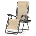 thumbnail image 1 of Magshion Patio Zero Gravity Lounge Chairs, Outdoor Folding Beach Recliners with Headrest and Foot, Cream, 1 of 11