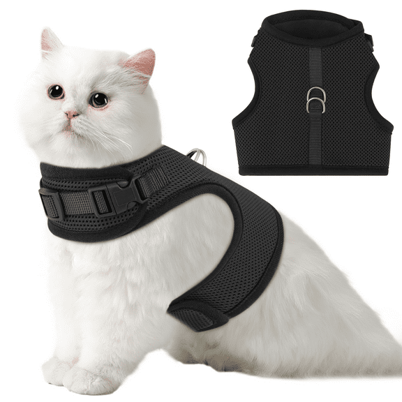 Magshion Pet Cat Harness for Walking, Escape Proof Soft Adjustable Vest Harnesses for Cats, Easy Control Mesh Breathable, Black L