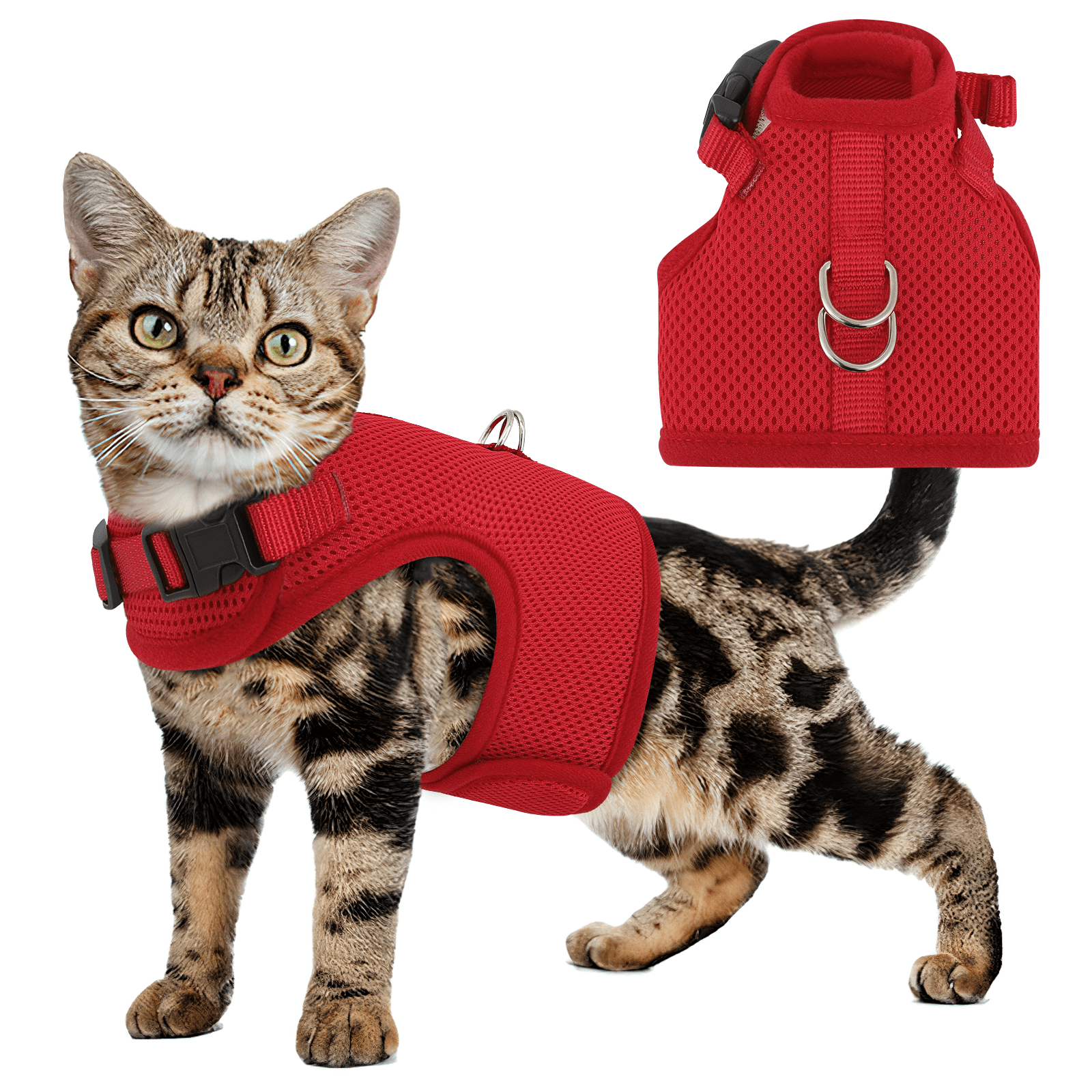 Magshion Pet Cat Harness for Walking Escape Proof Soft Adjustable Vest Harnesses for Cats Easy Control Mesh Breathable Red S Walmart Business Supplies