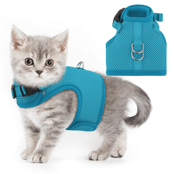 Magshion Pet Cat Harness for Walking, Escape Proof Soft Adjustable Vest Harnesses for Cats, Easy Control Mesh Breathable, Sky Blue XS