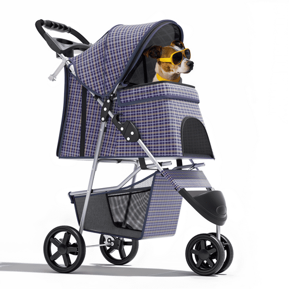 Magshion Pet Dog Stroller with Wheels, Foldable Cat Dog Stroller with Storage Basket and Cup Holder for Small and Medium Cats, Dogs, Puppy,