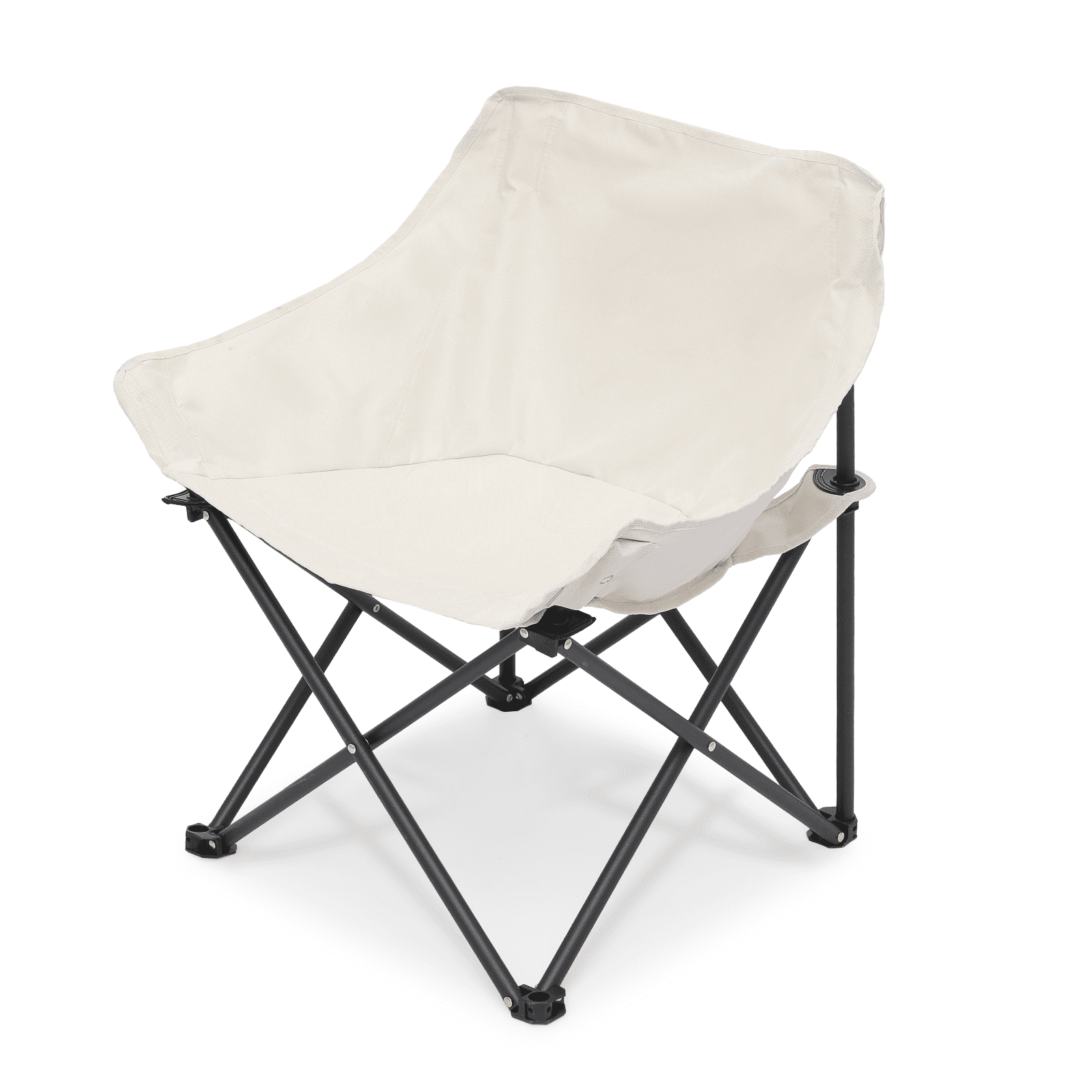 Magshion Portable Folding Camping Chair, 600D Oxford Foldable Lawn Chair Support 250lbs, Outdoor Moon Chair with Carry Bag & Side Pocket for Hiking Beach Fishing, Beige