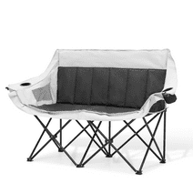 Magshion Portable Loveseat Camping Chair, 2 Person Outdoor Foldable Double Camping Sofa Chair with Carry Bag, for Outdoor Patio Lawn, Black