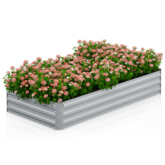 Magshion Raised Garden Bed for Outdoors, Powder-Coated Steel Planter Box, Versatile Metal Planter for Herbs, Vegetables and Flowers (71x36.5x12", Silver)