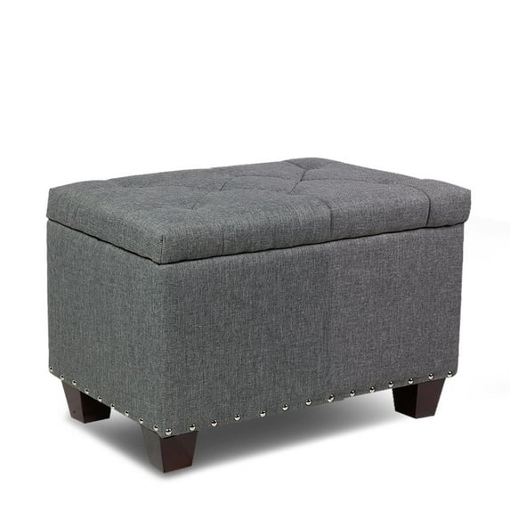 Magshion Rectangular Storage Ottoman Bench Tufted Footrest Lift Top Pouffe Ottoman, Coffee Table, Seat, Foot Rest, and more 24'', Linen Grey