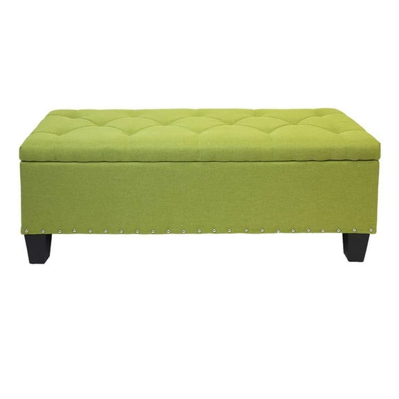 Magshion Rectangular Storage Ottoman Bench Tufted Footrest Lift Top Pouffe Ottoman, Coffee Table, Seat, Foot Rest, and more 42'', Linen Olive