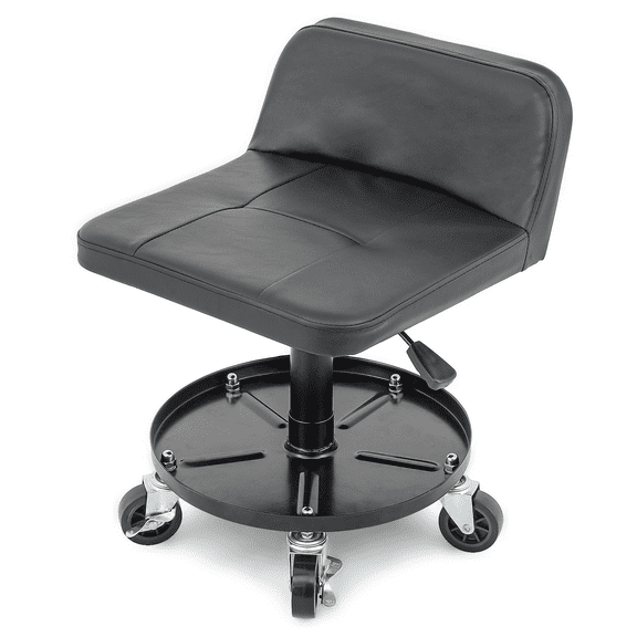 Magshion Rolling Garage Stool, 300lbs Capacity, Adjustable Height Mechanic Seat with Tool Tray & 360 Degree Swivel Wheels for Workshop Auto Repair Shop, Black