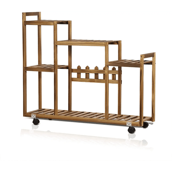 Magshion 5 Tier Rolling Plant Rack with Wheels, Indoor Small Planter ...