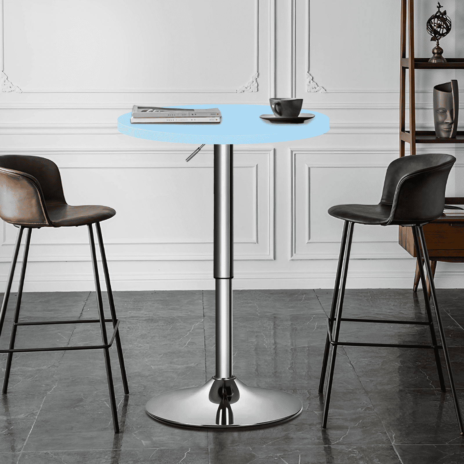 Magshion Round Bistro Pub Table, 23.6" Adjustable Height Bar Table with ...
