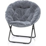 Magshion Round Foldable Oversized Saucer Moon Chair for Adults Large Cozy Chair for Bedroom, Grey