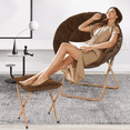 thumbnail image 1 of Magshion Saucer Chair and Folding Footrest Stool Set, Soft Faux Fur Oversized Accent Chair, Moon Chair with Metal Frame for Bedroom Living Room, Brown, 1 of 11