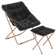Magshion Saucer Chair with Ottoman, Faux Fur Folding Chair and Footrest